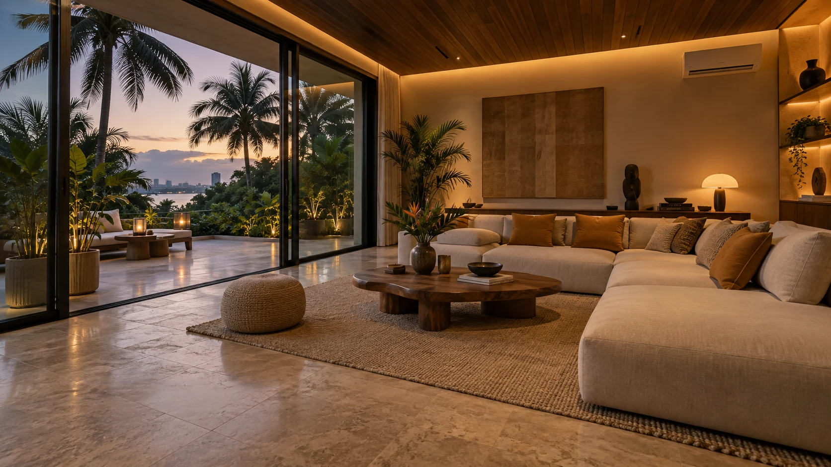 Intérieur chaleureux d’une maison connectée